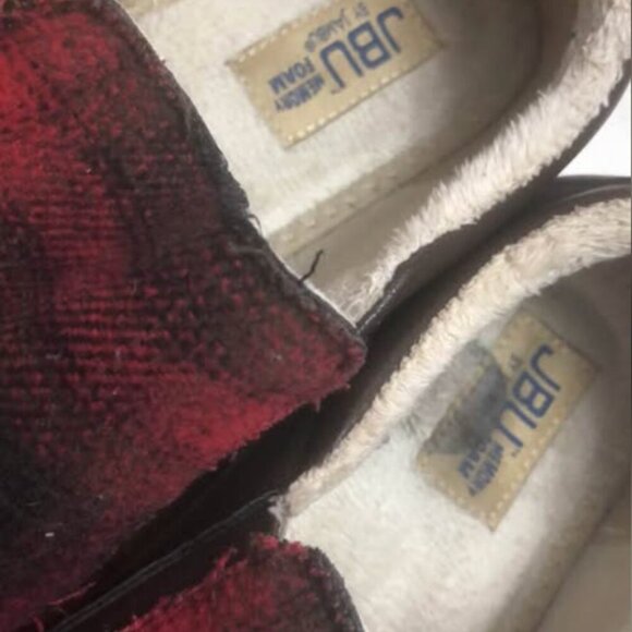 JBU By Jambu Crimson Red Plaid And Brown Slip Ons Excellent preowned condition S - Picture 6 of 7